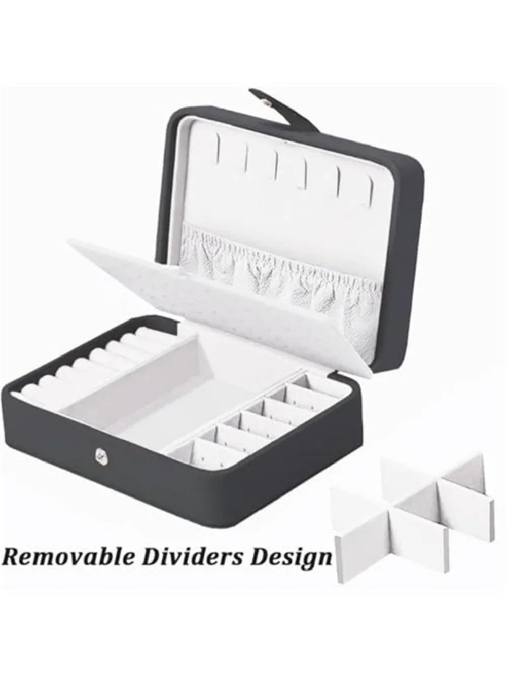 Travel Jewelry Organizer Case Earrings Rings Necklace Storage Box Faux Leather